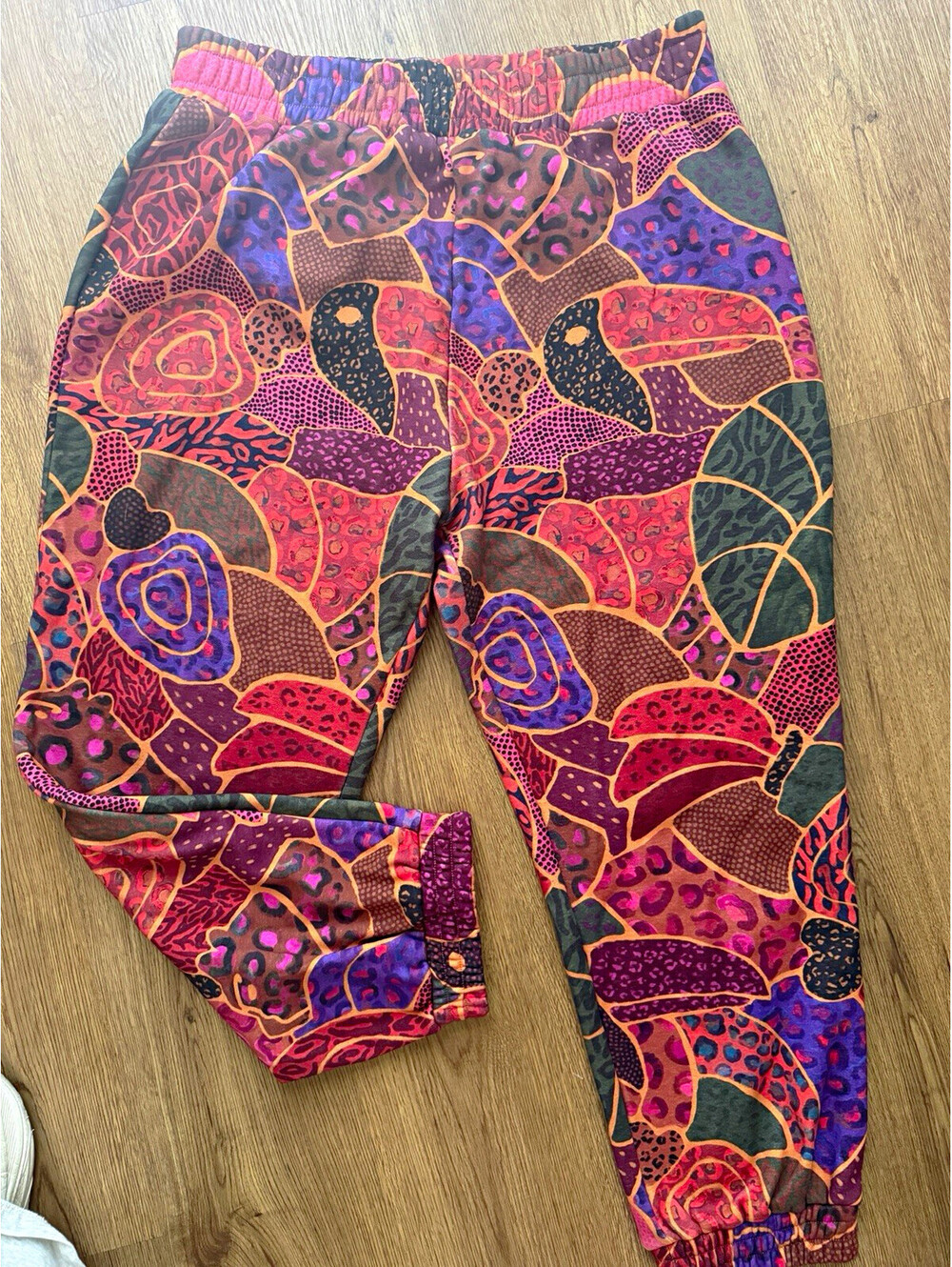 FARM Rio Jogger Pants XL Multicolor Abstract Animal Print Tropical Sweatpants